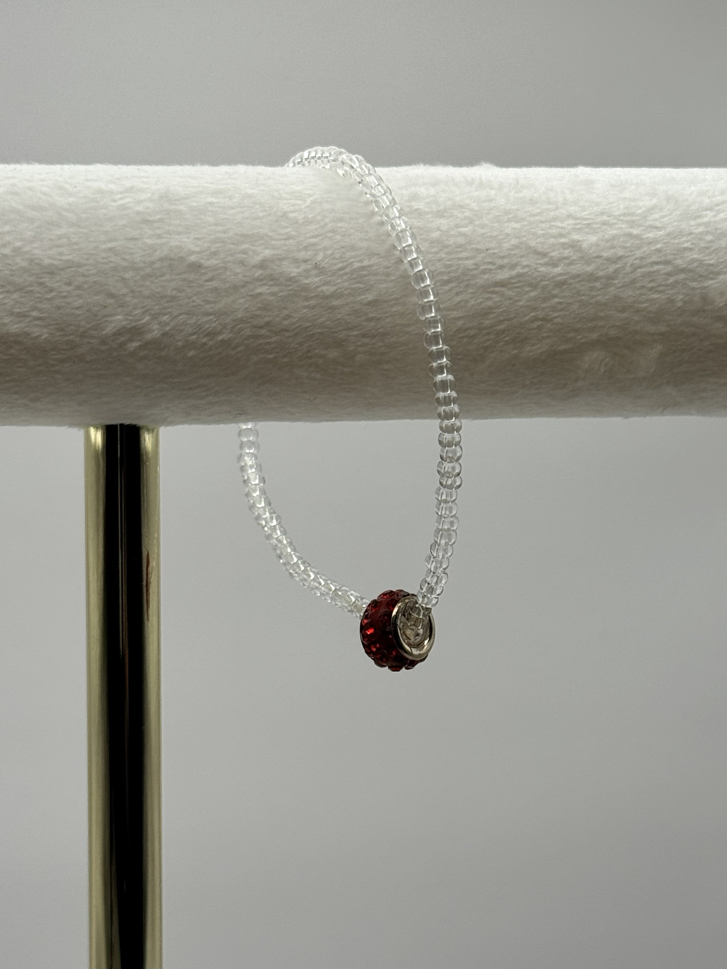 Crystal Bracelet with Bedazzled Red Pendant