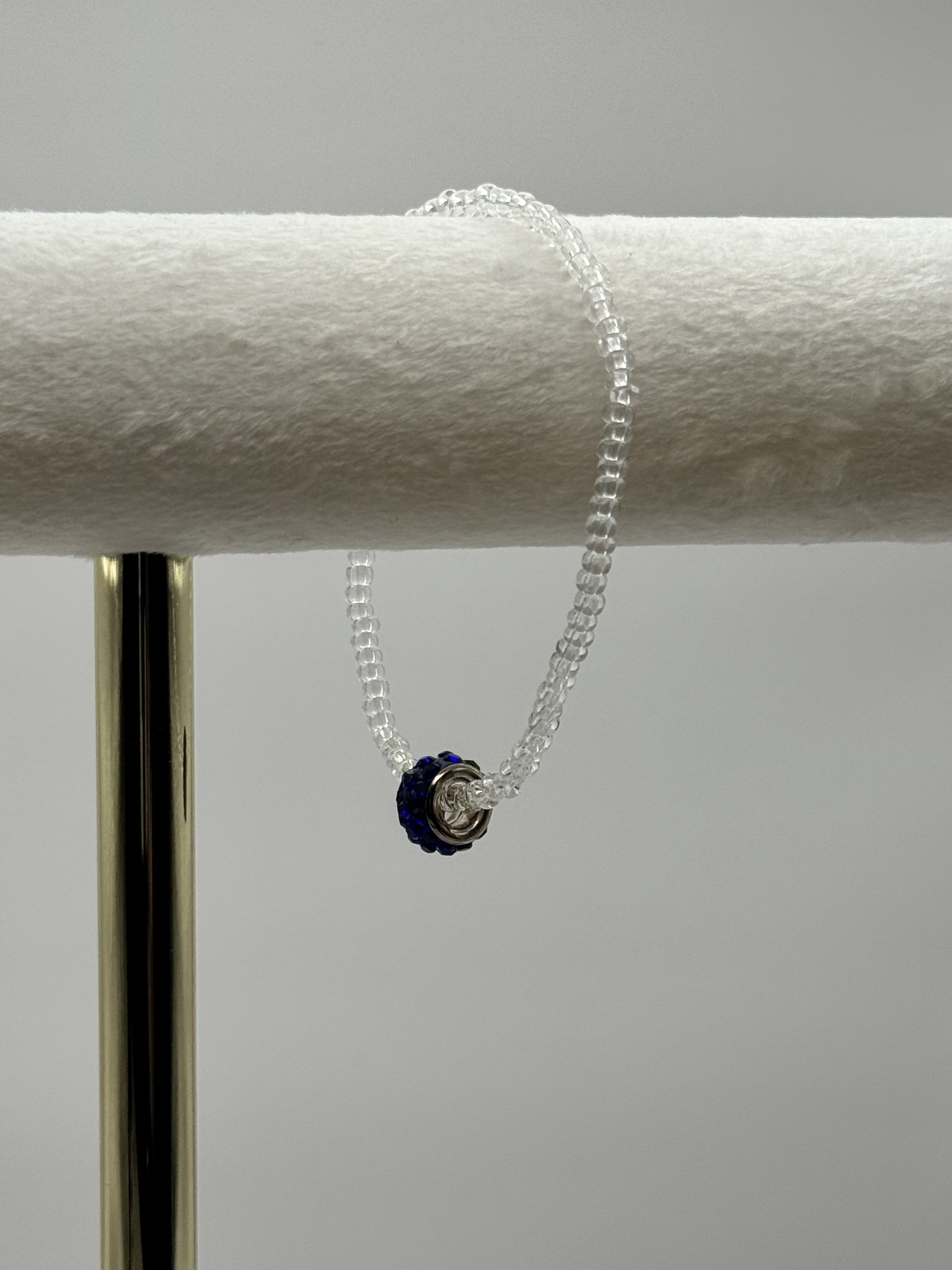 Blue Crystal Bracelet with Bedazzled Royal Blue Pendadnt